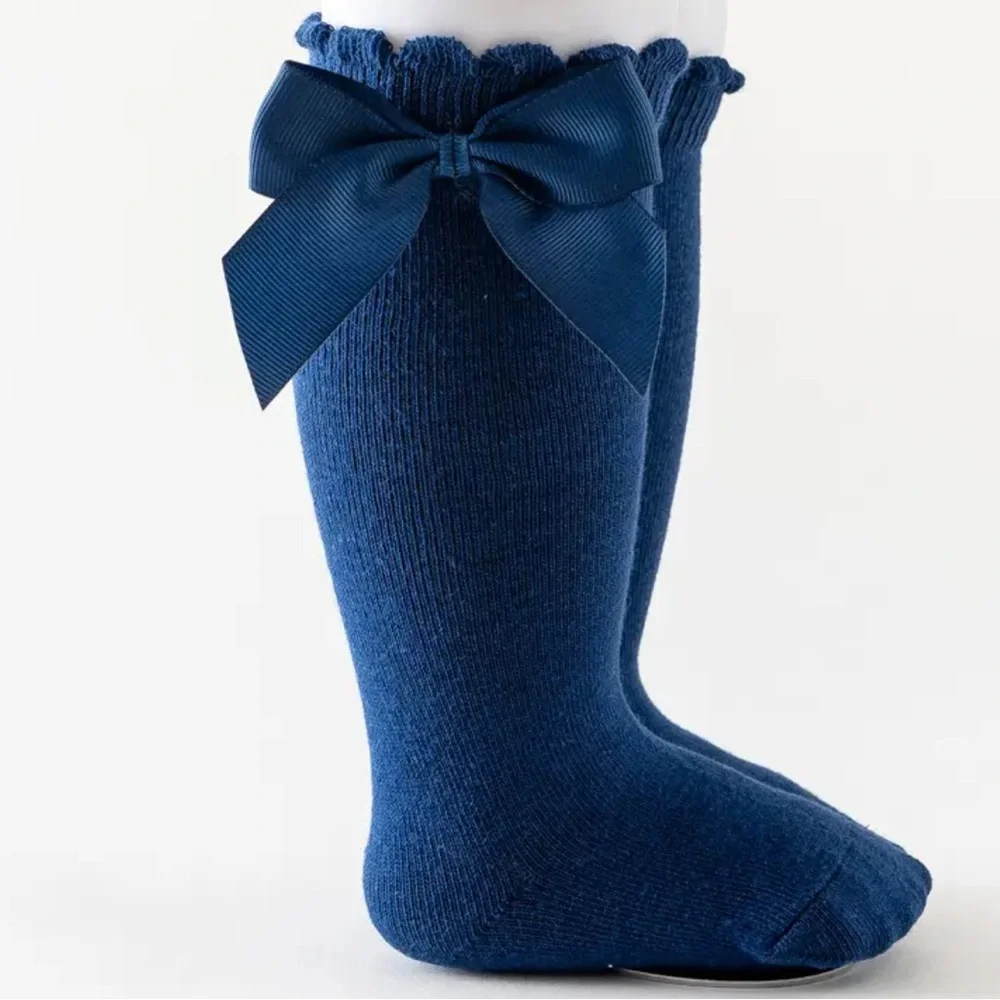 New Solid Knee High Socks‎ With Bows